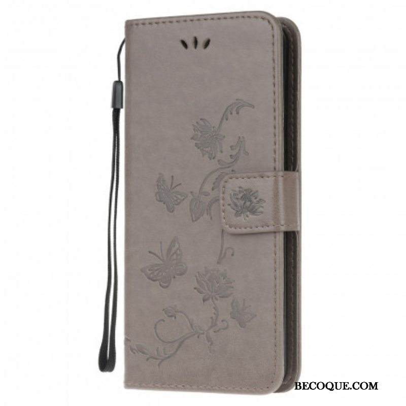 Flip Case Moto G100 Suojaketju Kuori Stringit Perhosia Ja Kukkia