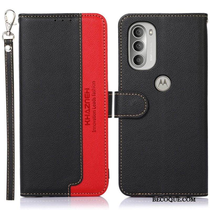 Flip Case Moto G51 5G Litsi Style Rfid Khazneh
