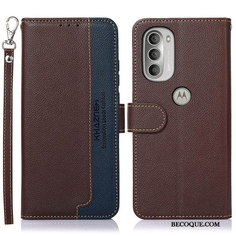Flip Case Moto G51 5G Litsi Style Rfid Khazneh