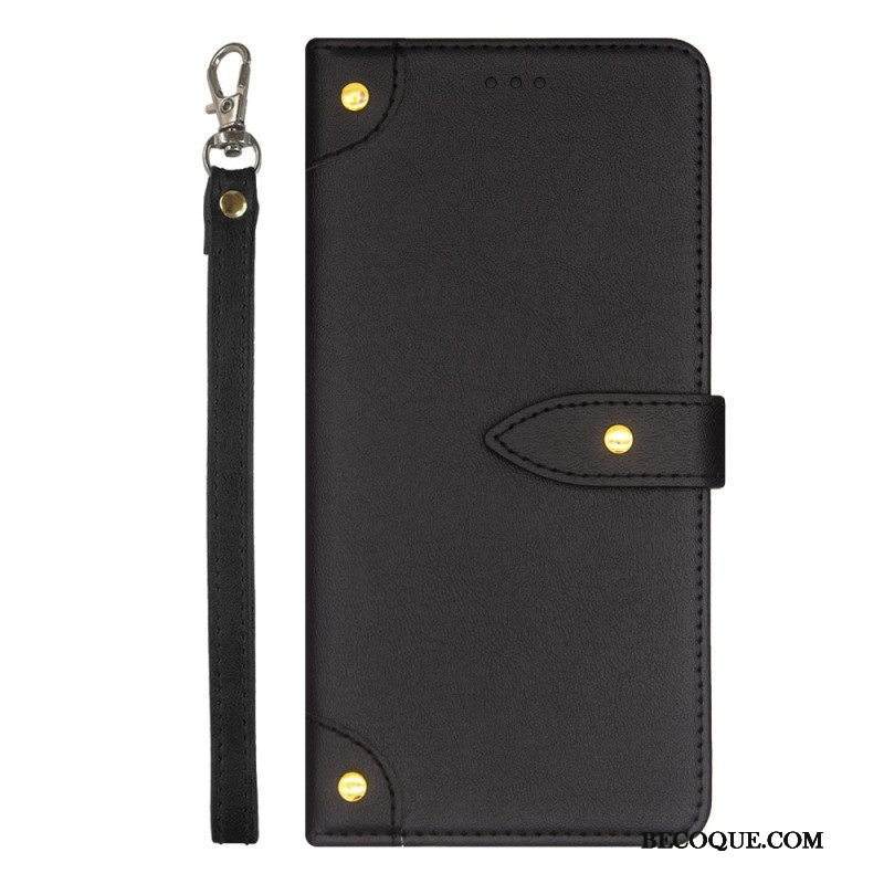 Flip Case Motorola Edge 40 Pro Niitit Ja Hihna Idewei