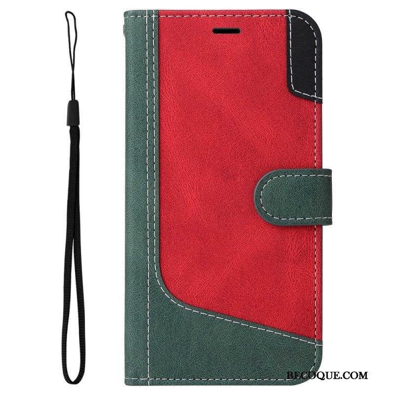 Flip Case Samsung Galaxy A13 Kaksisävyinen Hihnalla