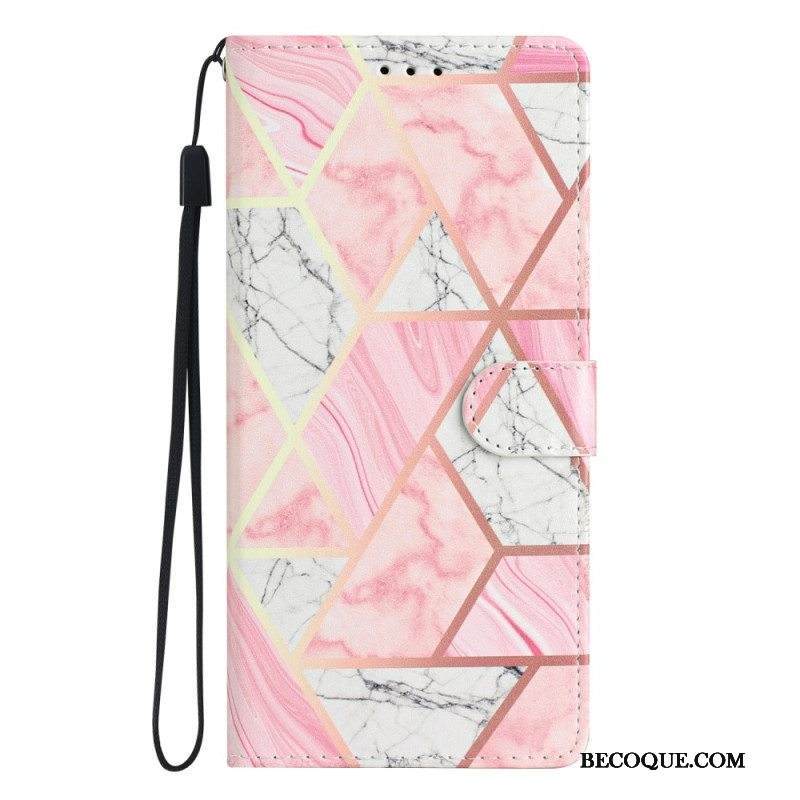 Flip Case Samsung Galaxy A53 5G Suojaketju Kuori Strip Marble