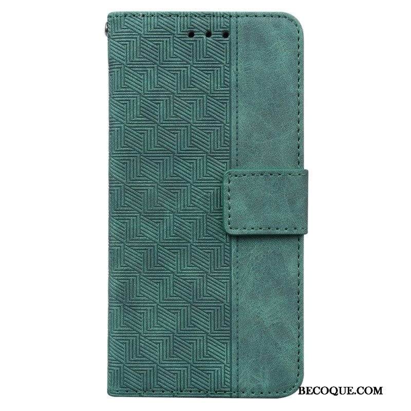 Flip Case Samsung Galaxy A54 5G Huomaamattomat Kuviot Ja Hihna