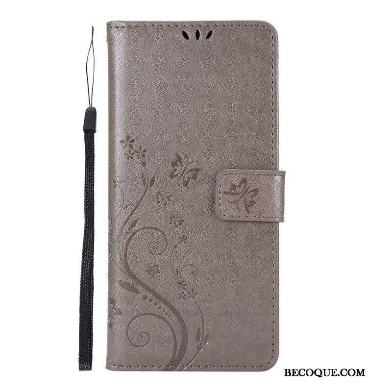 Flip Case Samsung Galaxy M51 Suojaketju Kuori Stringit Perhosia Ja Kukkia