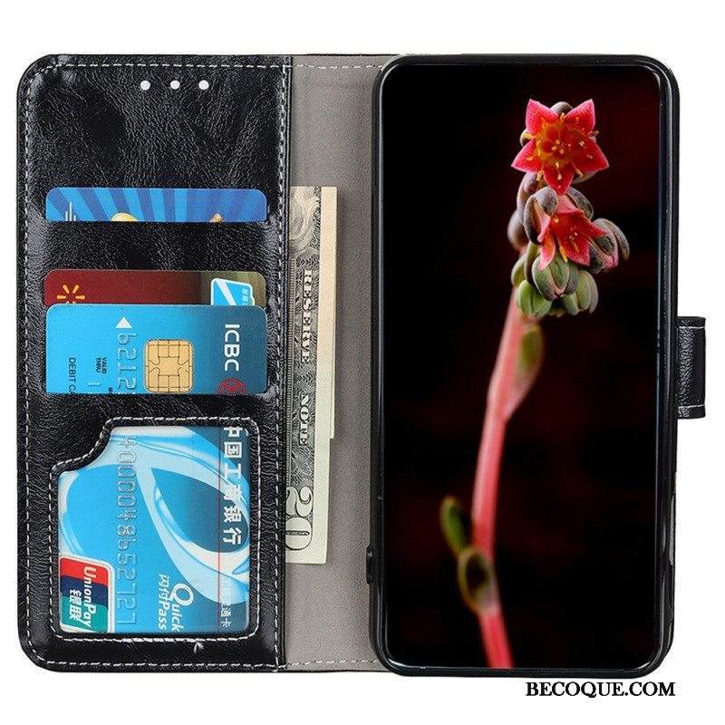 Flip Case Samsung Galaxy M53 5G Kiiltävä Keinonahka Ja Tikkaukset