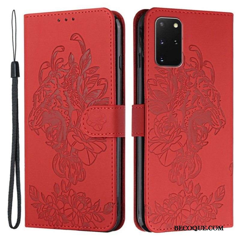 Flip Case Samsung Galaxy S20 Plus / S20 Plus 5G Suojaketju Kuori Barokki Ranneke Tiger