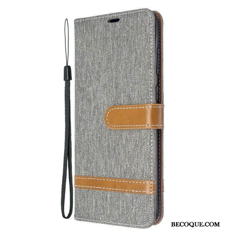 Flip Case Samsung Galaxy S20 Plus / S20 Plus 5G Suojaketju Kuori Kangas- Ja Nahkaefektihihna