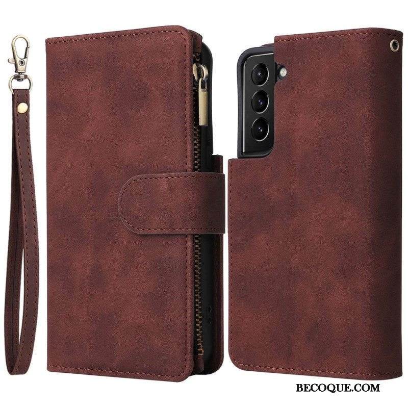 Flip Case Samsung Galaxy S23 5G Vetoketjullisen Pussin Kanssa