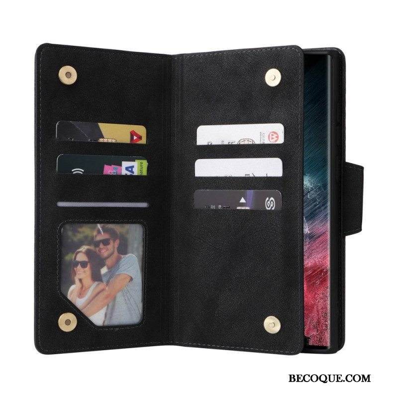 Flip Case Samsung Galaxy S23 Ultra 5G Monikortti Ja Lompakko