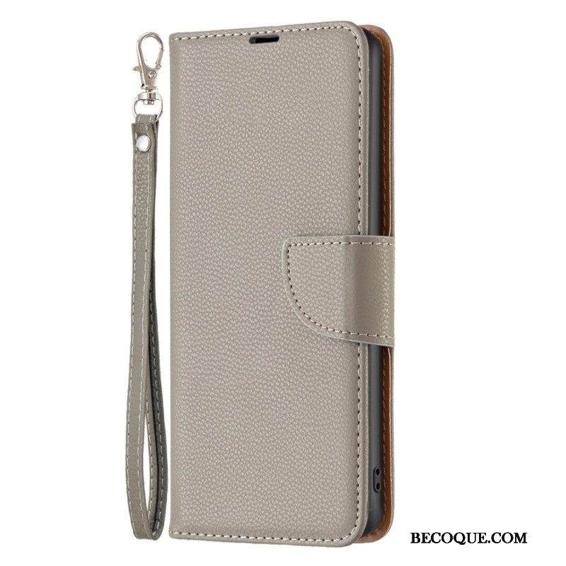 Flip Case Xiaomi 12T / 12T Pro Suojaketju Kuori Strappy Litchi Leather Style