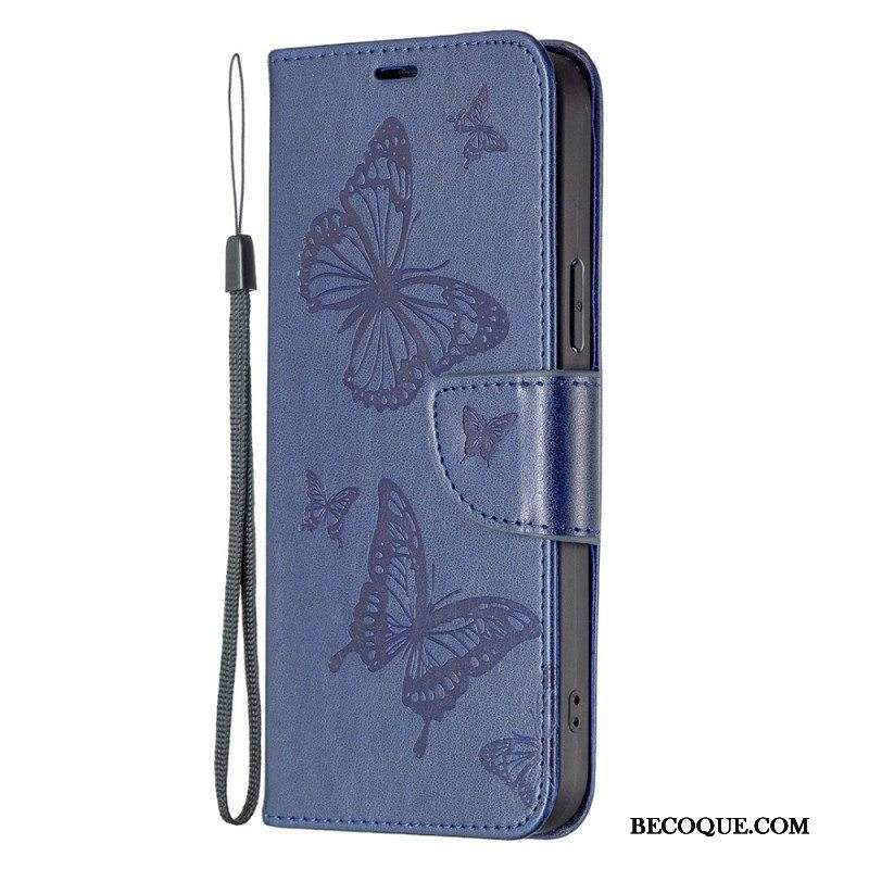 Flip Case Xiaomi 13 Suojaketju Kuori Perhosille Painettu Olkahihna