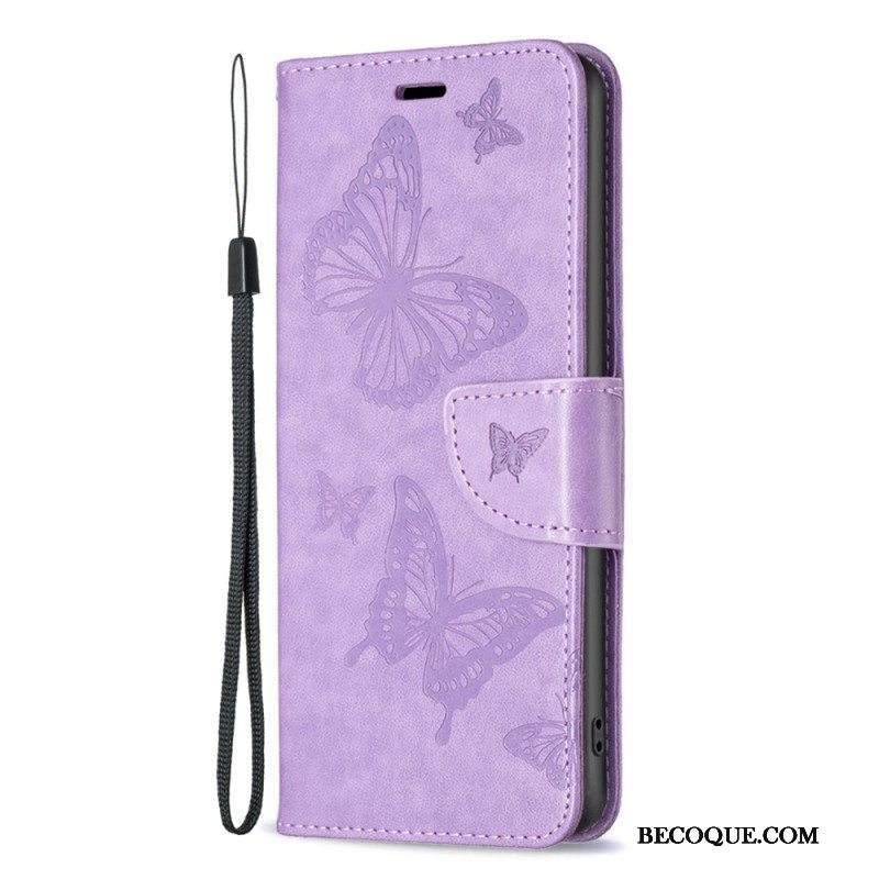 Flip Case Xiaomi 13 Suojaketju Kuori Perhosille Painettu Olkahihna