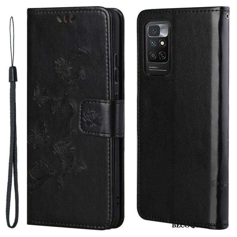 Flip Case Xiaomi Redmi Note 11 / 11S Suojaketju Kuori Strap Kukat