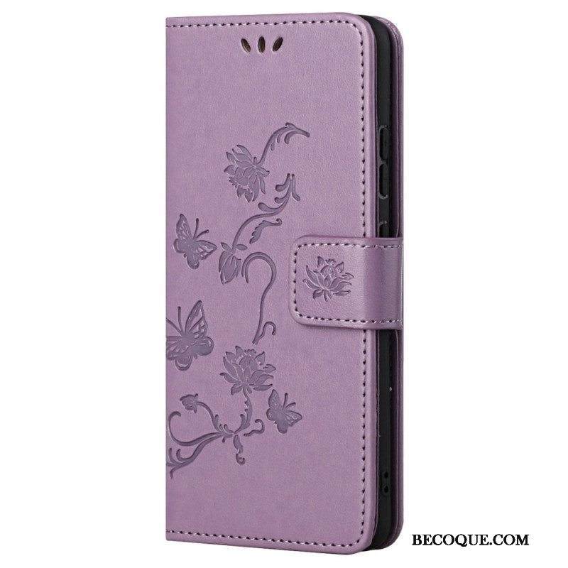 Flip Case Xiaomi Redmi Note 11 / 11S Suojaketju Kuori Strap Kukat