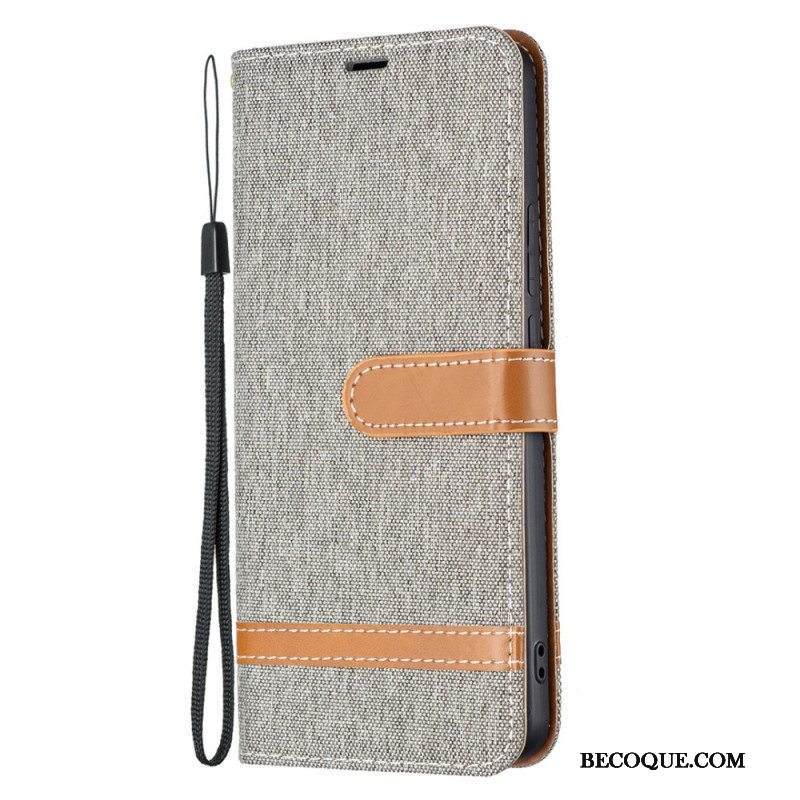 Flip Case Xiaomi Redmi Note 11 Pro Plus 5G Suojaketju Kuori Kangas- Ja Nahkaefektihihna