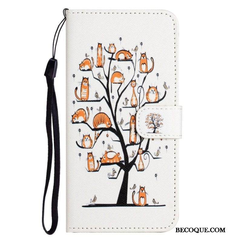 Flip Case iPhone 14 Plus Suojaketju Kuori Hauskoja Stringikissat