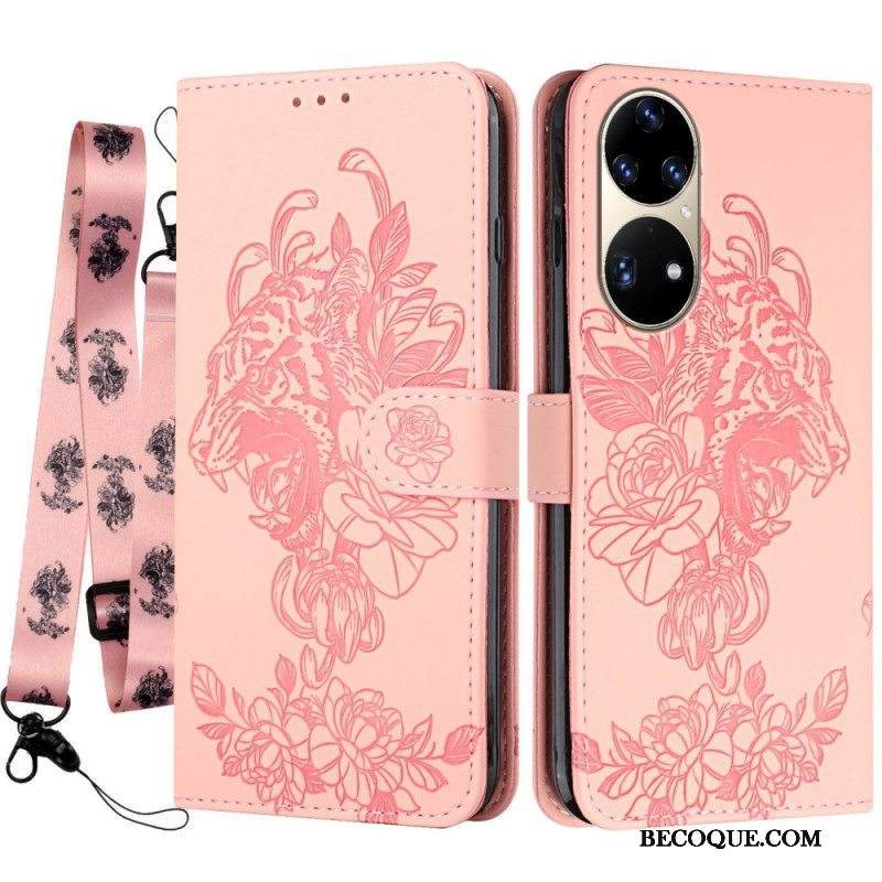 Kotelot Huawei P50 Pro Suojaketju Kuori Barokki Ranneke Tiger