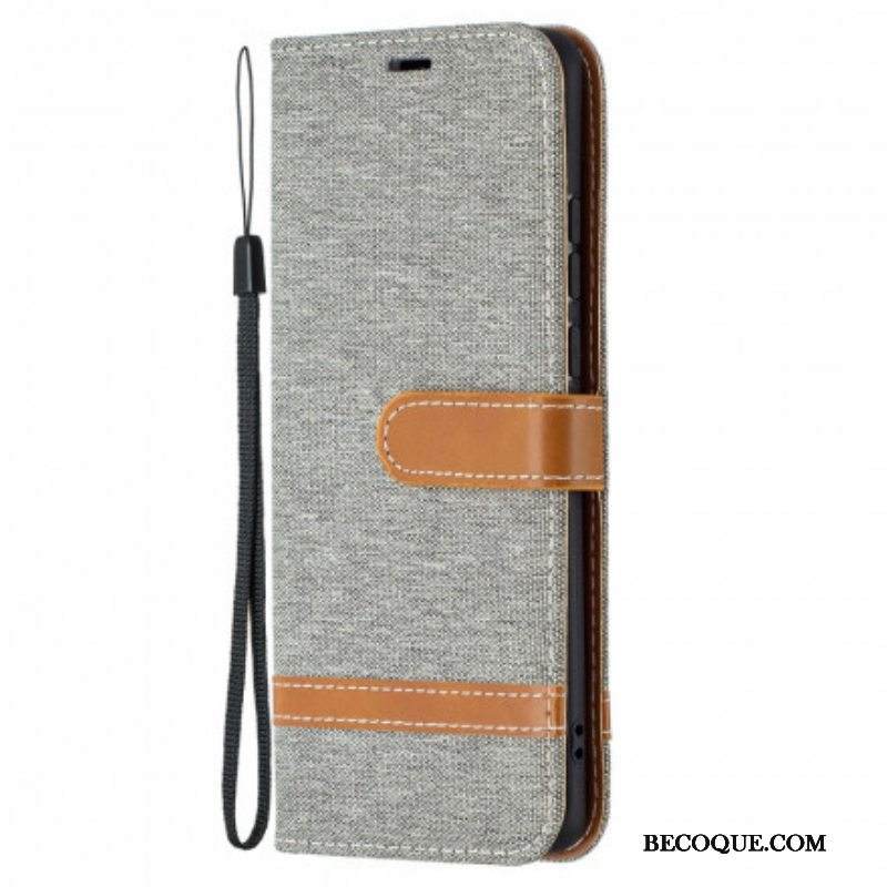 Kotelot Huawei P50 Pro Suojaketju Kuori Kangas- Ja Nahkaefektihihna