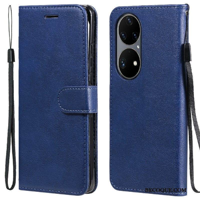 Kotelot Huawei P50 Pro Suojaketju Kuori Strappy Leather Effect