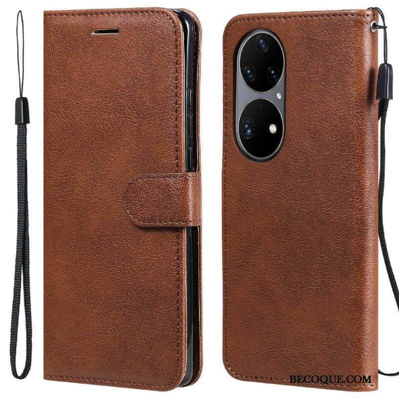Kotelot Huawei P50 Pro Suojaketju Kuori Strappy Leather Effect