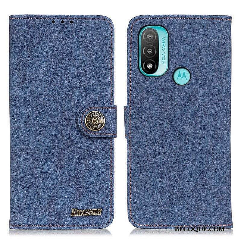 Kotelot Moto E40 / E30 / E20 Khazneh Retro Haljasnahka