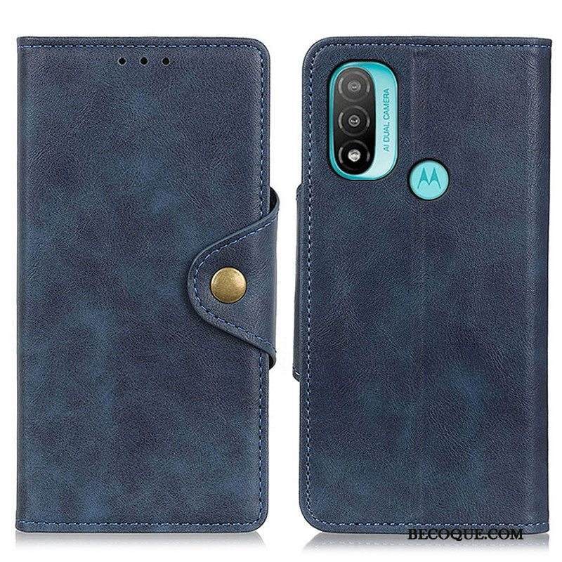 Kotelot Moto E40 / E30 / E20 Vintage Keinonahka Ja Nappi