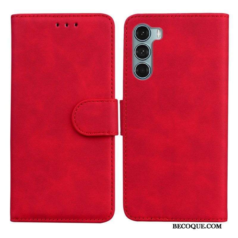 Kotelot Moto G200 5G Yksivärinen Nahkaefekti