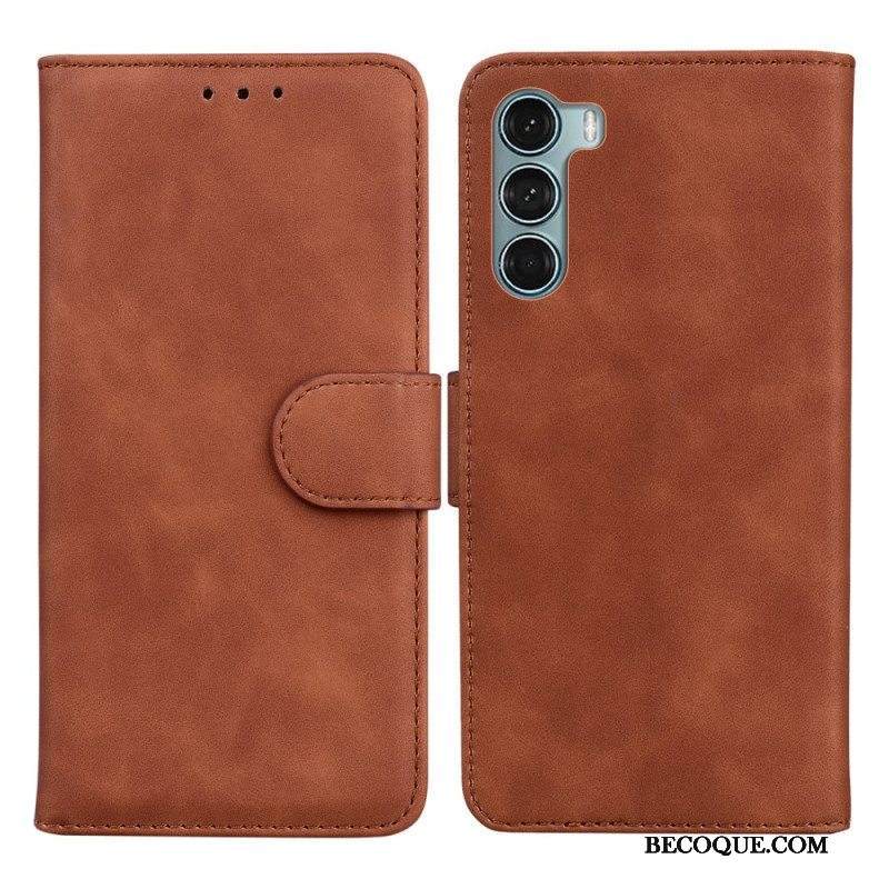 Kotelot Moto G200 5G Yksivärinen Nahkaefekti