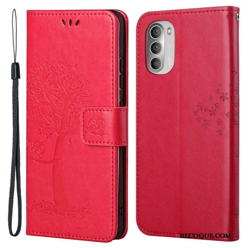 Kotelot Moto G51 5G Suojaketju Kuori Tangapuu Ja Pöllöt