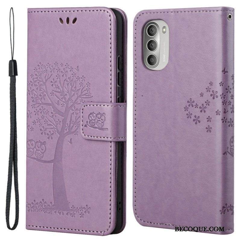 Kotelot Moto G51 5G Suojaketju Kuori Tangapuu Ja Pöllöt