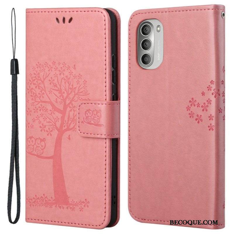 Kotelot Moto G51 5G Suojaketju Kuori Tangapuu Ja Pöllöt