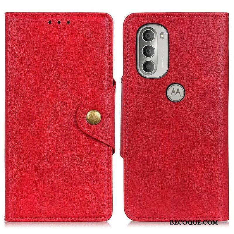 Kotelot Moto G51 5G Vintage Keinonahka Ja Nappi