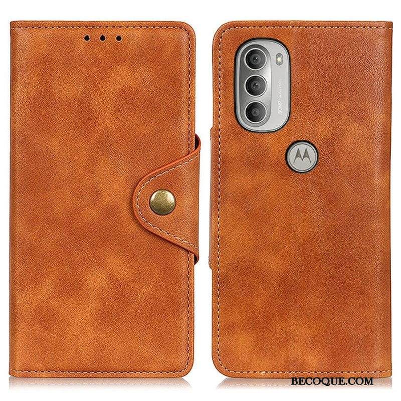 Kotelot Moto G51 5G Vintage Keinonahka Ja Nappi