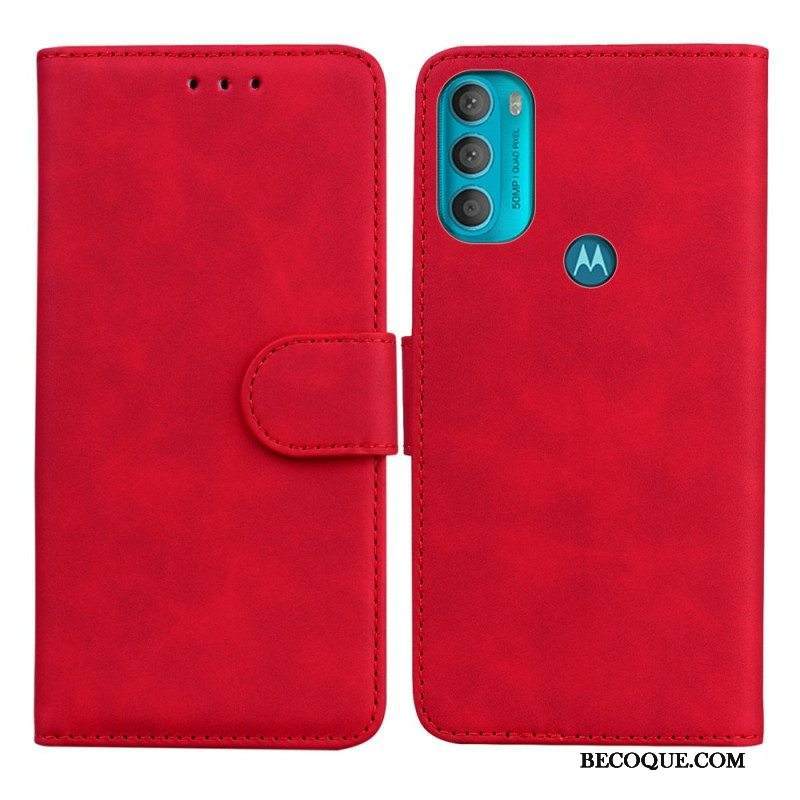 Kotelot Moto G71 5G Yksivärinen Nahkaefekti