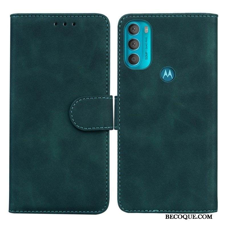 Kotelot Moto G71 5G Yksivärinen Nahkaefekti