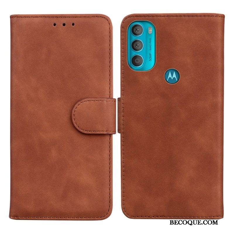 Kotelot Moto G71 5G Yksivärinen Nahkaefekti