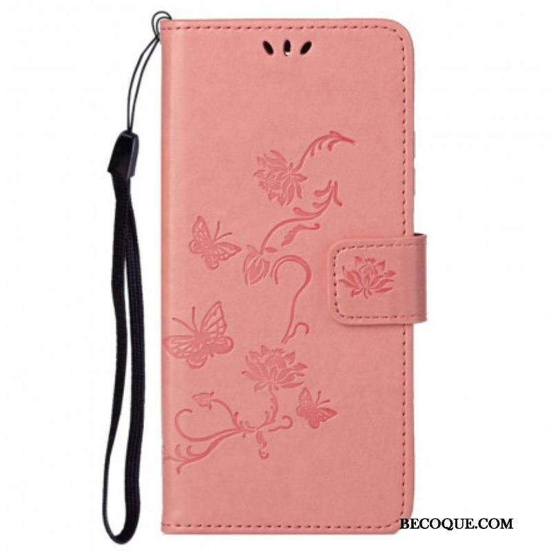 Kotelot Motorola Edge 20 Pro Suojaketju Kuori Perhoset Ja Kukat -hihna