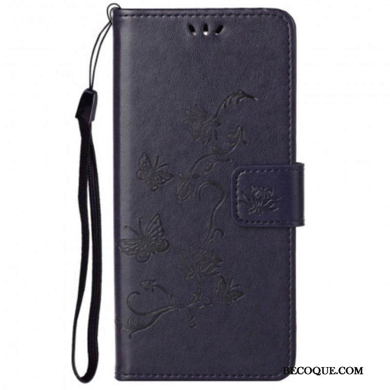 Kotelot Motorola Edge 20 Pro Suojaketju Kuori Perhoset Ja Kukat -hihna