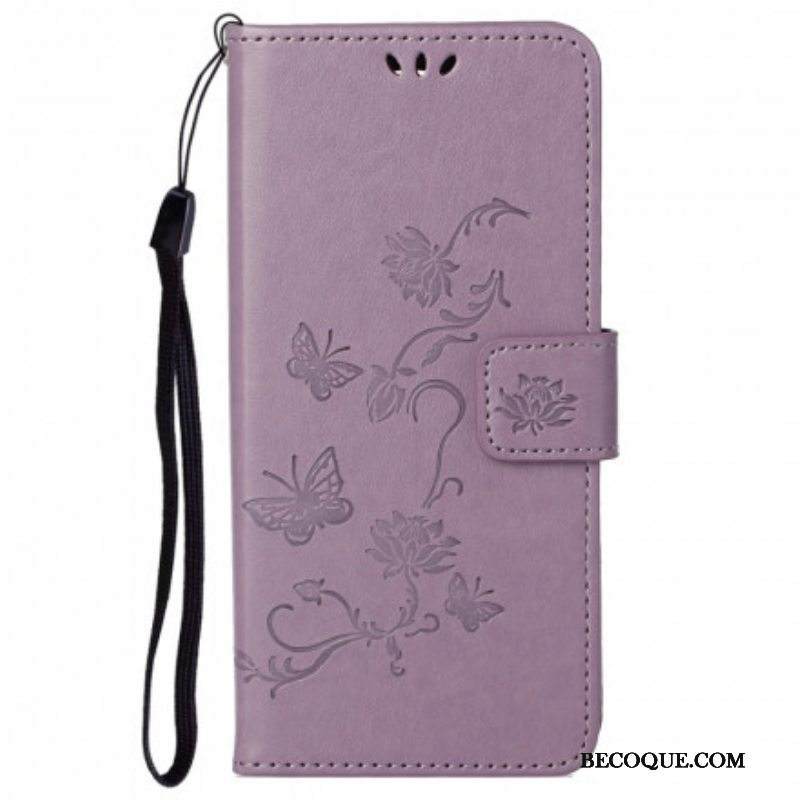 Kotelot Motorola Edge 20 Pro Suojaketju Kuori Perhoset Ja Kukat -hihna