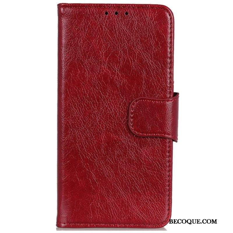 Kotelot Motorola Edge 40 Pro Halkaistu Nappan Nahka