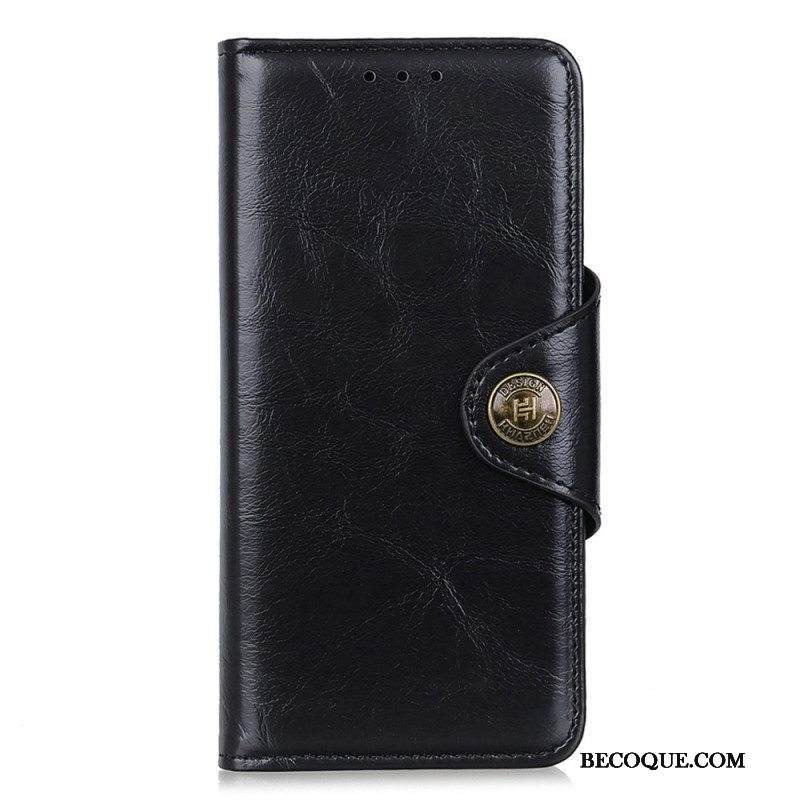 Kotelot Samsung Galaxy A14 / A14 5G Keinopatenttinahkaa Napilla