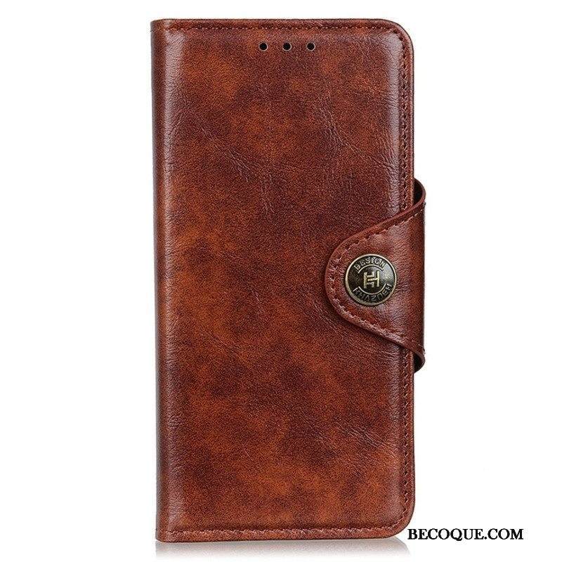 Kotelot Samsung Galaxy A14 / A14 5G Keinopatenttinahkaa Napilla