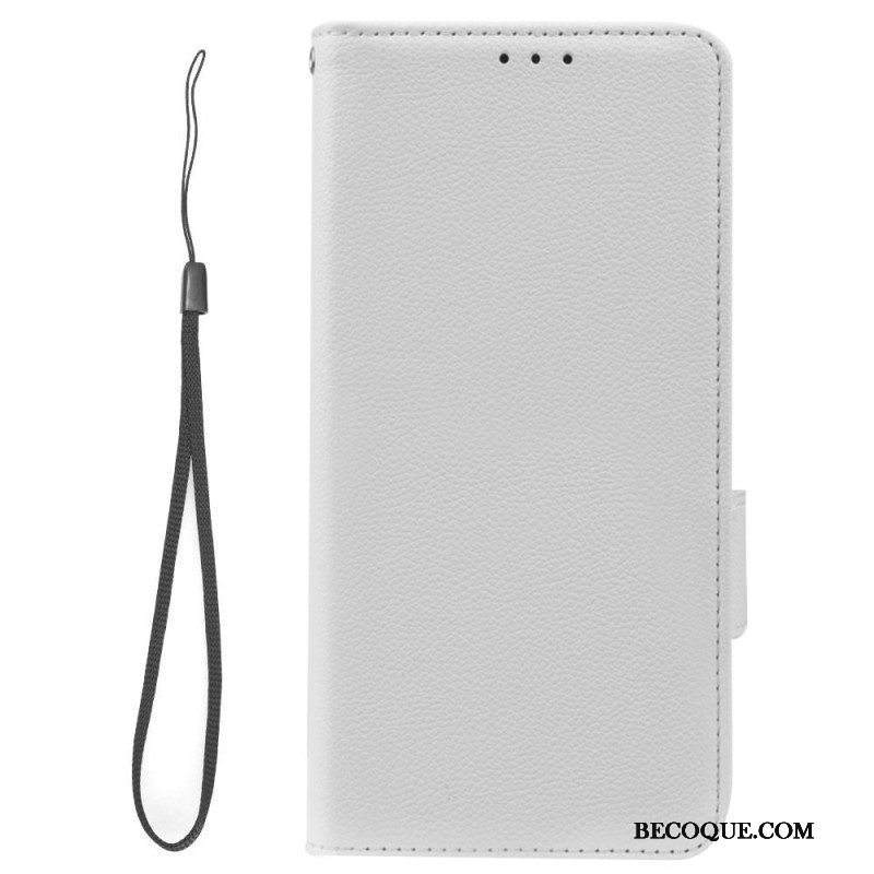 Kotelot Samsung Galaxy A14 / A14 5G Suojaketju Kuori Strappy Litchi Leather Style