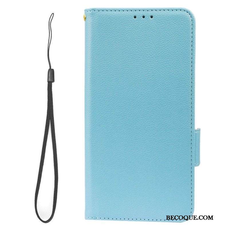 Kotelot Samsung Galaxy A14 / A14 5G Suojaketju Kuori Strappy Litchi Leather Style