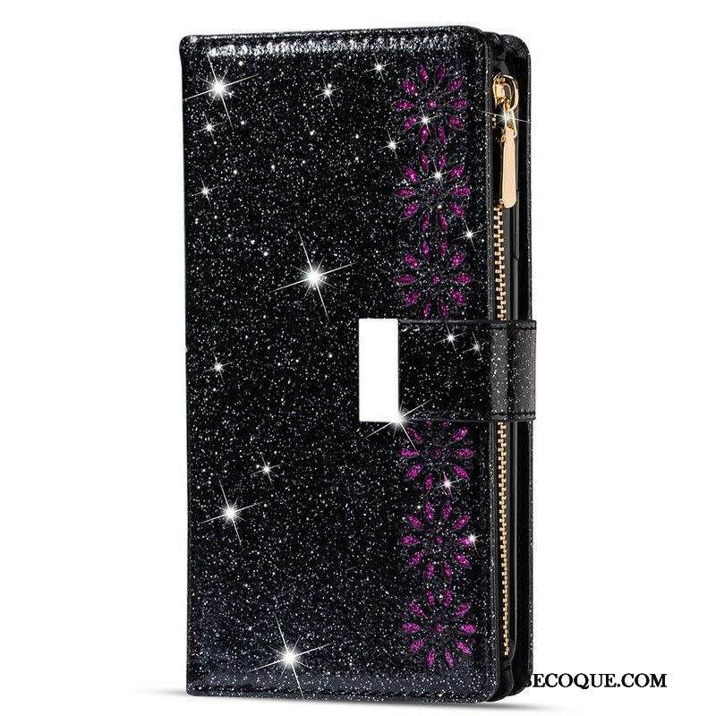 Kotelot Samsung Galaxy A42 5G Lompakkokotelo Paljetteja Vetoketjullinen Lompakko