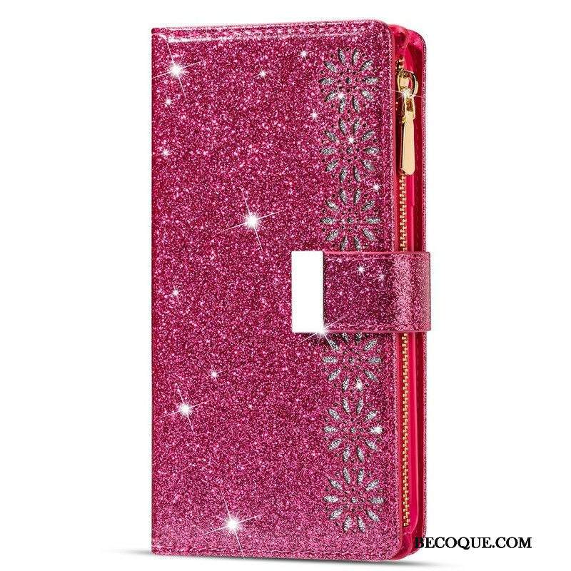 Kotelot Samsung Galaxy A42 5G Lompakkokotelo Paljetteja Vetoketjullinen Lompakko