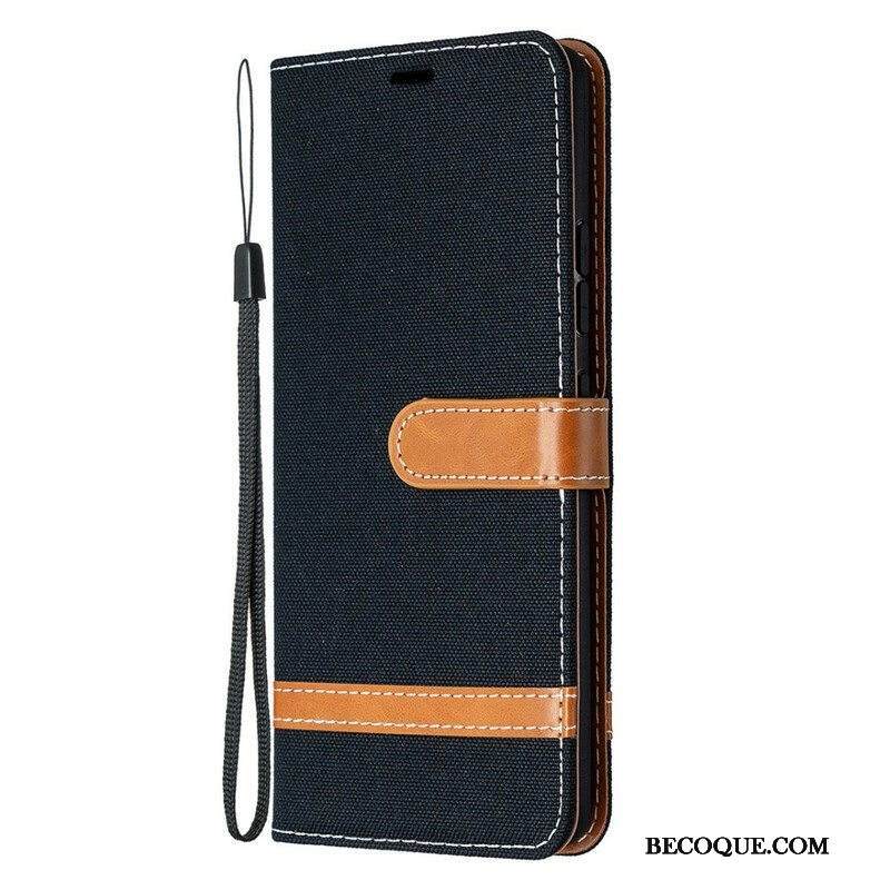 Kotelot Samsung Galaxy A42 5G Suojaketju Kuori Kangas- Ja Nahkaefektihihna