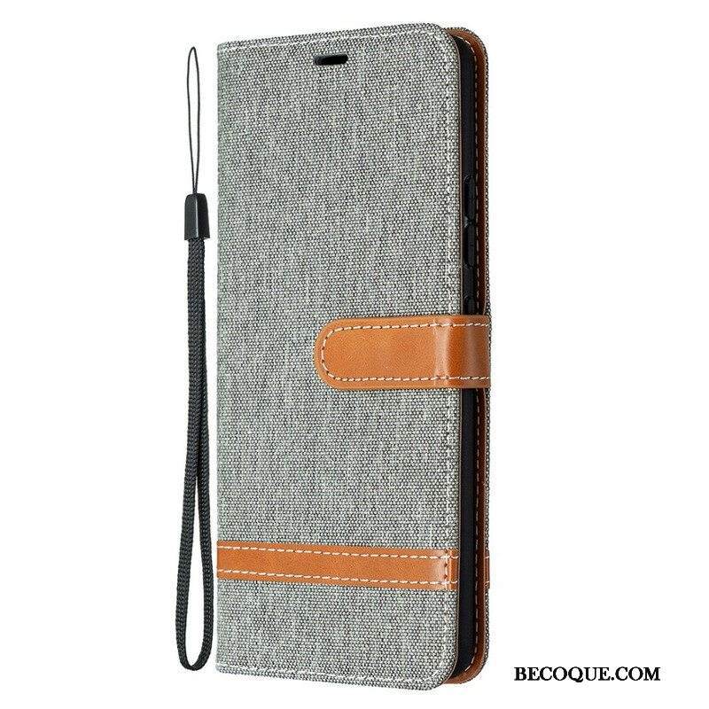 Kotelot Samsung Galaxy A42 5G Suojaketju Kuori Kangas- Ja Nahkaefektihihna