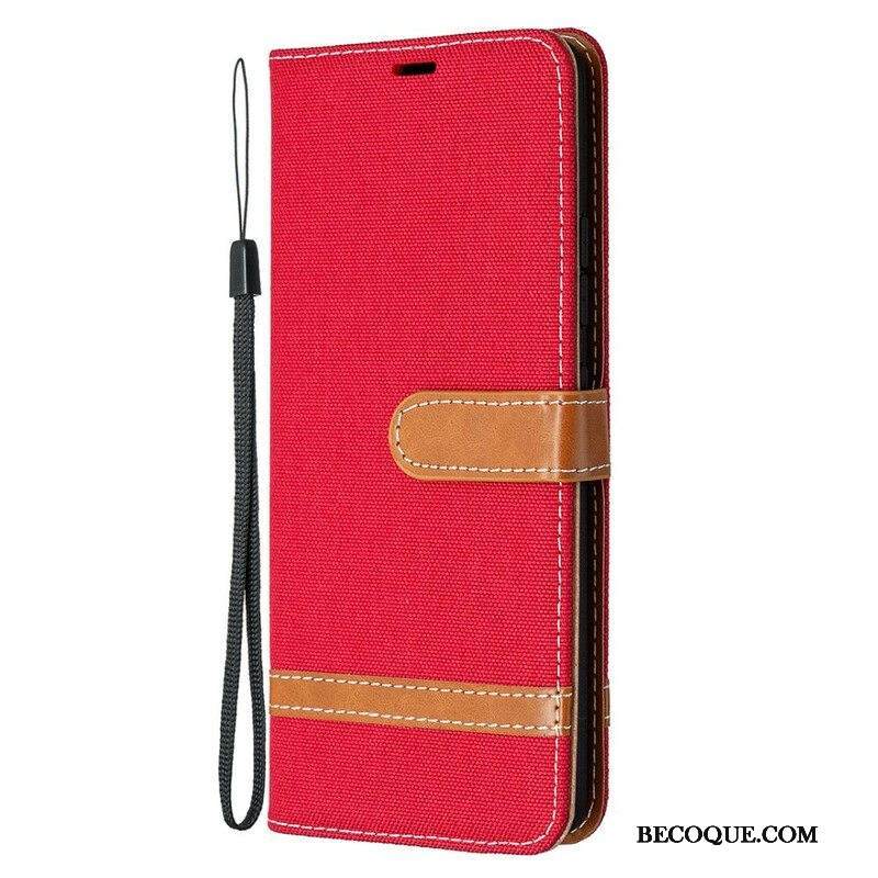 Kotelot Samsung Galaxy A42 5G Suojaketju Kuori Kangas- Ja Nahkaefektihihna