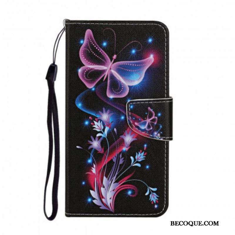 Kotelot Samsung Galaxy A52 4G / A52 5G / A52s 5G Perhosia Ja Kaulanauhaa